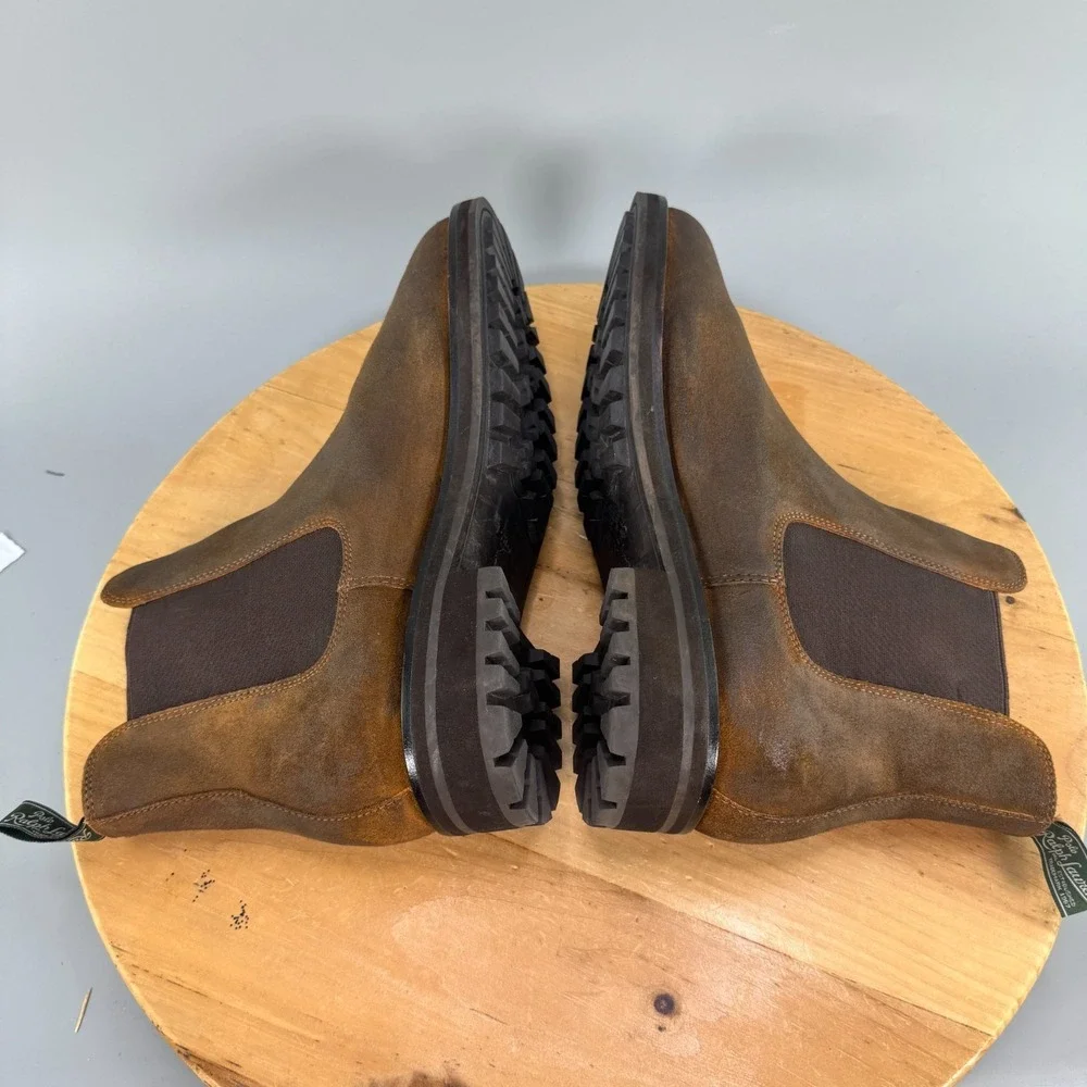 Polo Ralph Lauren Bryson Chelsea Boots‎ Mens Size 11 D Brown Suede Lug Sole EUC
